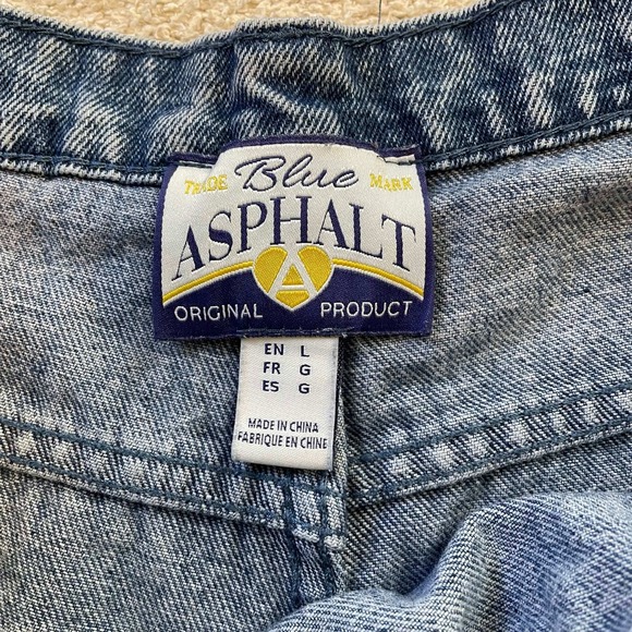 Blue Asphalt Crossover Waist Wide Leg Acid Wash Jeans Blue Denim Womens Large - Picture 3 of 7